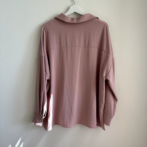 Pink oversized heavyweight button up collared long sleeve shirt small - Picture 2 of 4